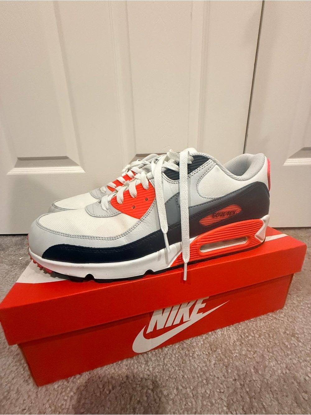 Nike Air Max Sneakers in White, Black & Infrared